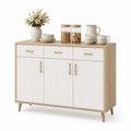 Aparador de madera y MDF blanco y roble 120x80x40 cm