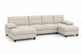 Sofá seccional de lino beige con chaise longue