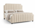 Cama tapizada de tela con tachuelas Beige 200x160 cm