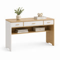Escritorio de Madera y MDF Blanco y Roble con 3 Cajones y Estante