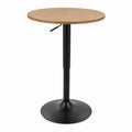 Mesa redonda ajustable de madera con base de acero negro