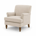 Sillón de tela con patas de madera beige