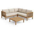 Sofá esquinero para exterior en madera con cojines color Beige