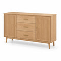 Aparador de madera de roble con 2 puertas y 3 cajones