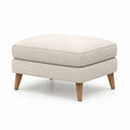 Reposapiés de tela beige con patas de madera de roble 65x50x40 cm