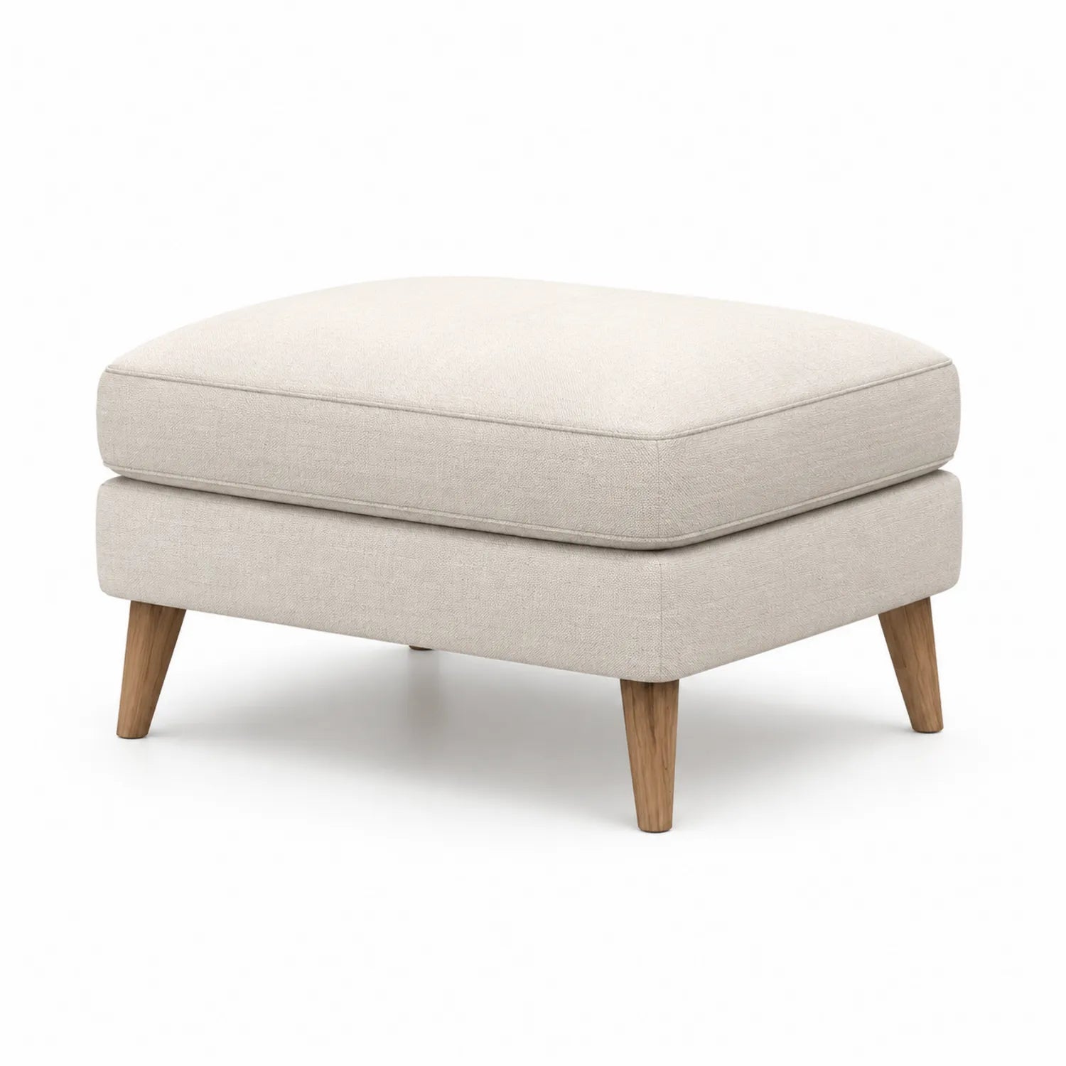 Reposapiés de tela beige con patas de madera de roble 65x50x40 cm