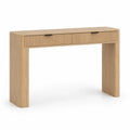 Mesa consola de madera de roble con cajón 120x40x78 cm