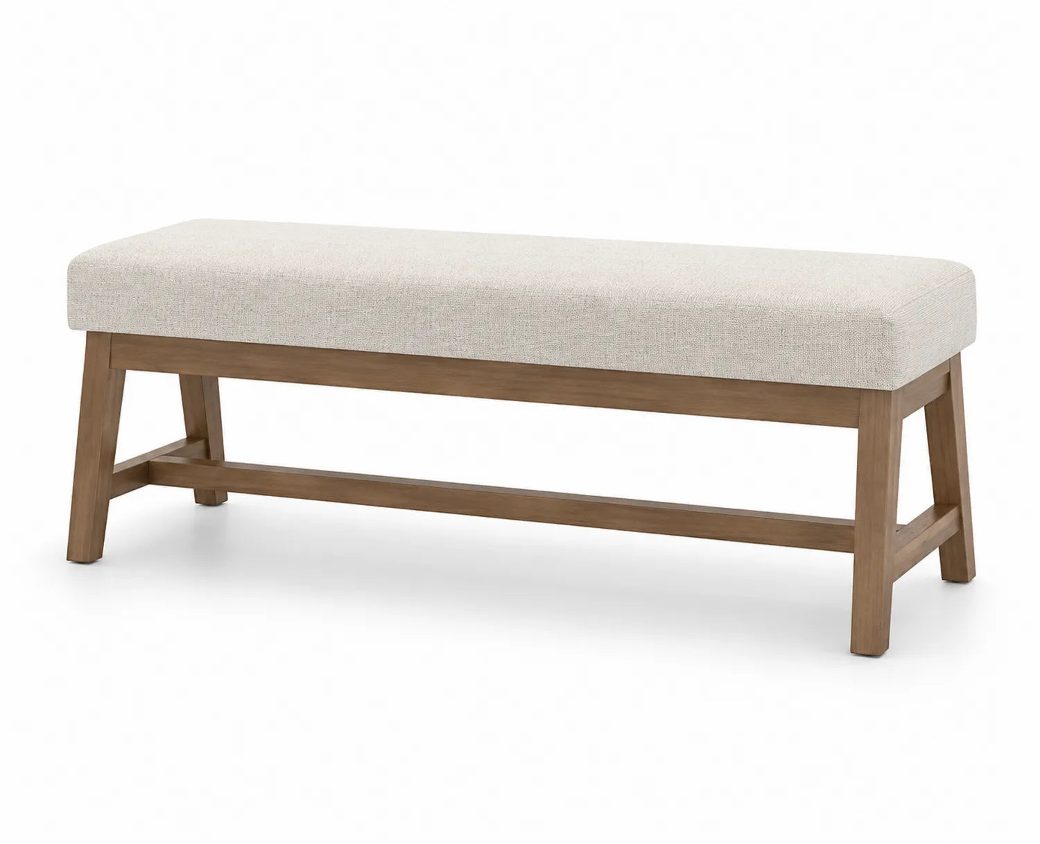 Banco de madera y tela beige 120x40x45 cm