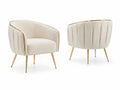 Sillón de Tela Beige con Patas de Metal Doradas