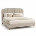 Cama tapizada de lino con cabecero curvo 200x160 cm