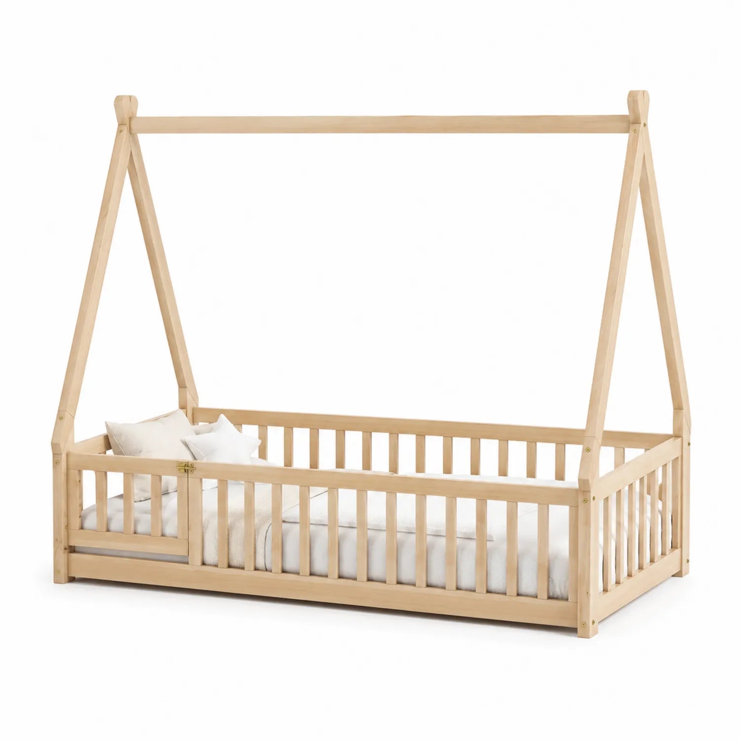 Cama Infantil de Madera de Pino Natural 200x90 cm