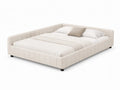 Cama doble tapizada de poliéster crema 200x160 cm
