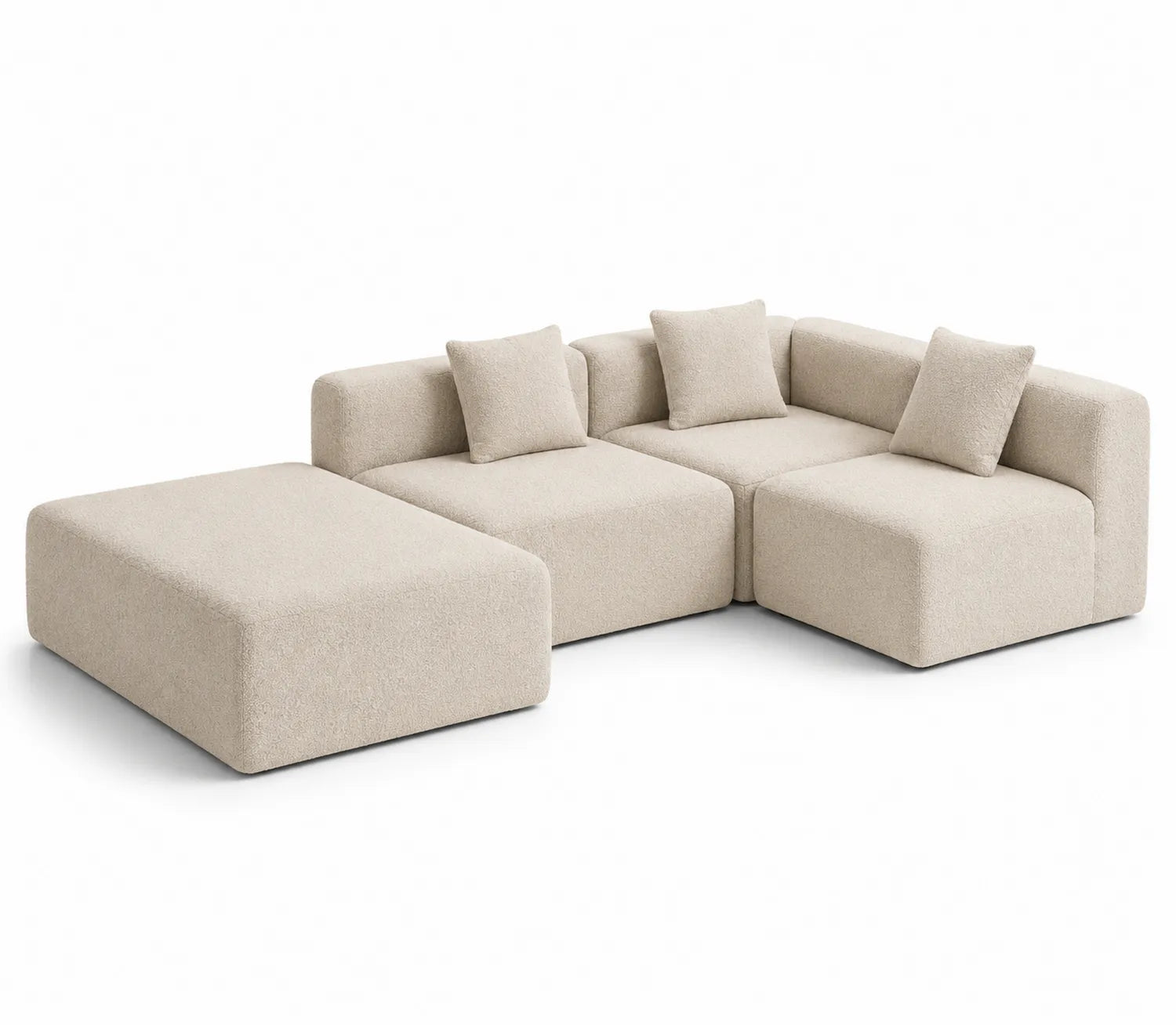 Sofá modular de esquina en tejido de algodón beige