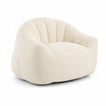 Sillón giratorio de tela bouclé crema