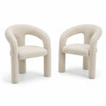 Conjunto de 2 sillas de madera contrachapada y tela bouclé Beige