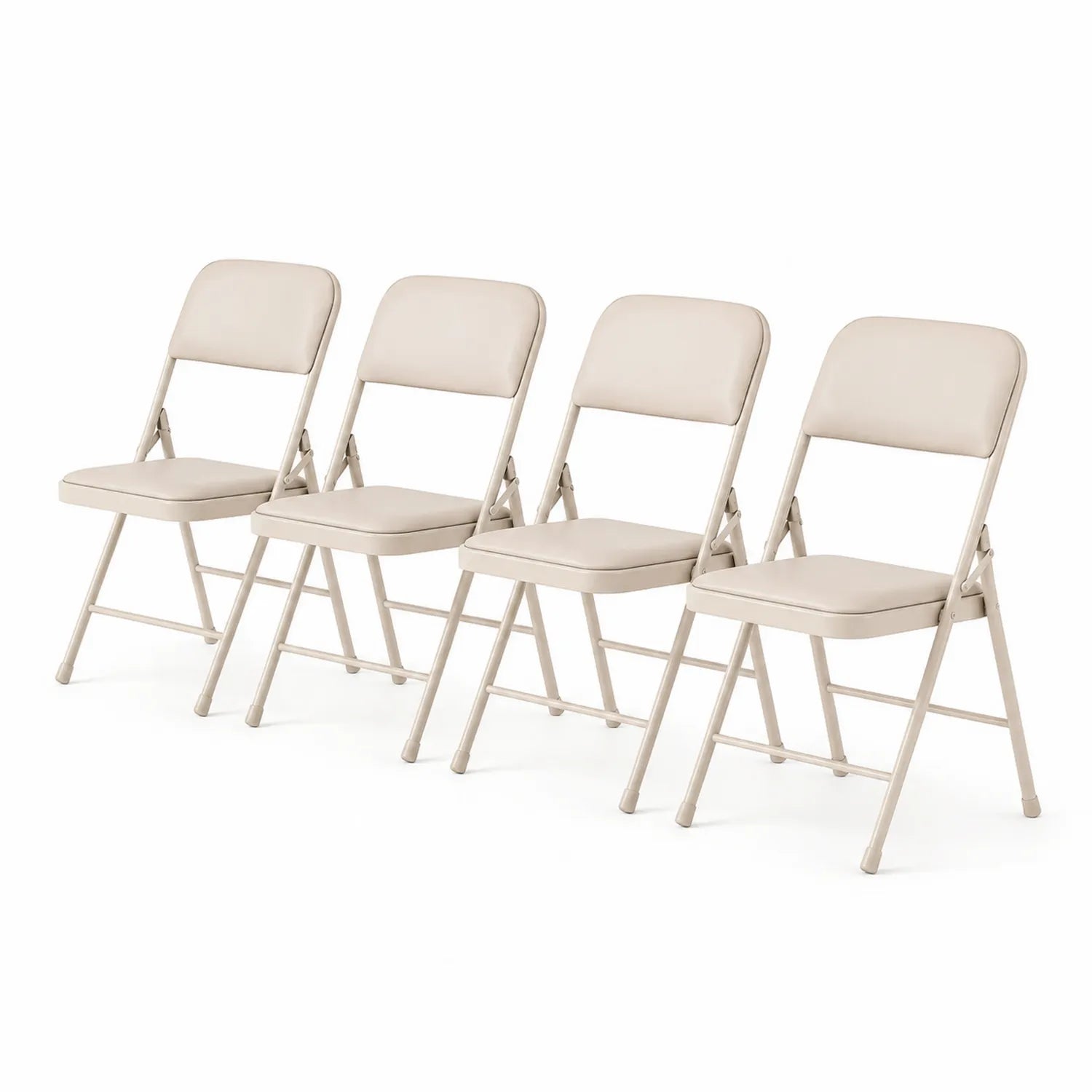 Juego de 4 sillas plegables de acero y PU beige
