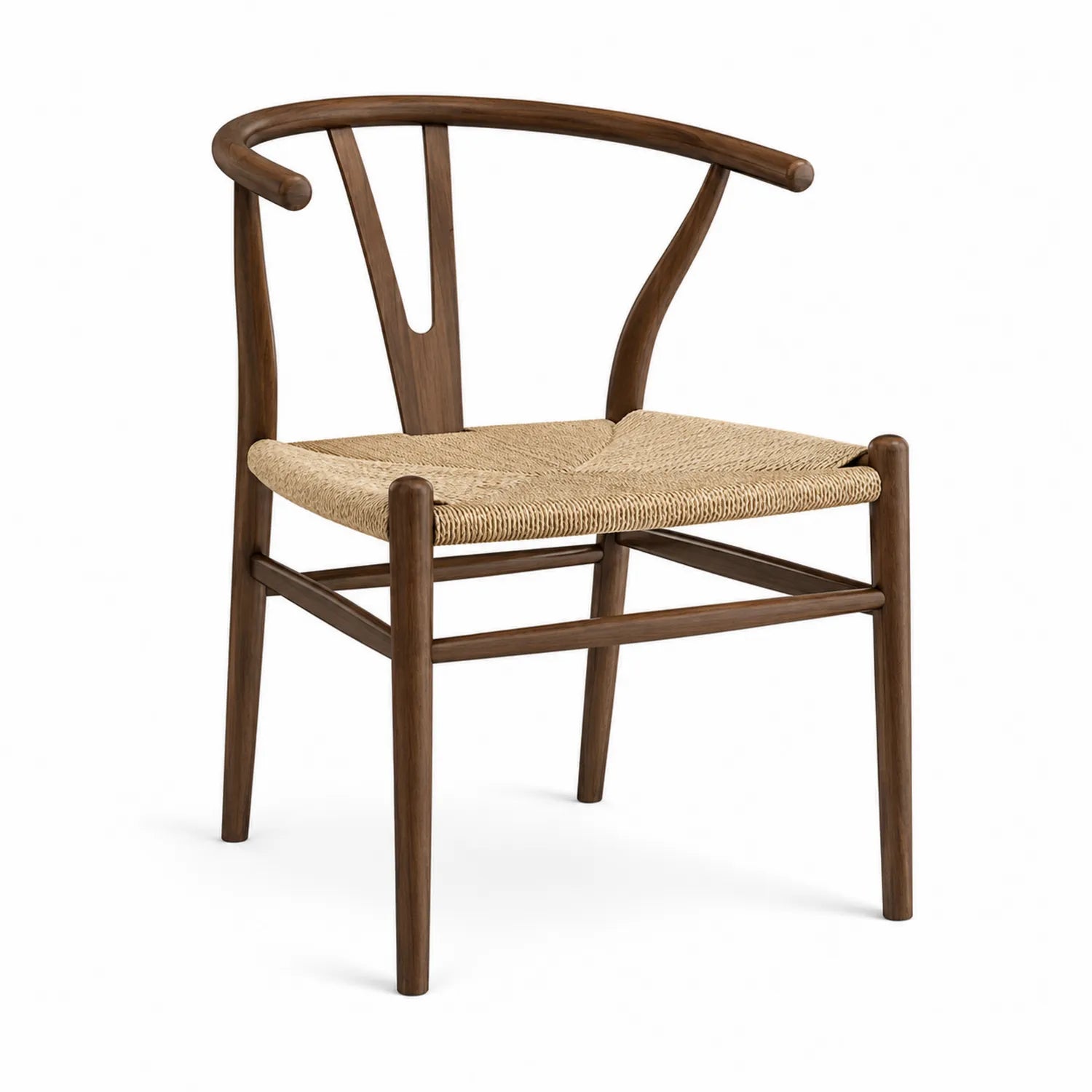 Silla de madera maciza con asiento de cuerda tejida