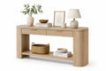 Mesa consola de madera de roble con cajones y estante inferior