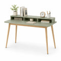 Escritorio de madera con estantería de MDF verde claro