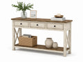 Mesa consola de madera maciza con cajones 120x35x80 cm