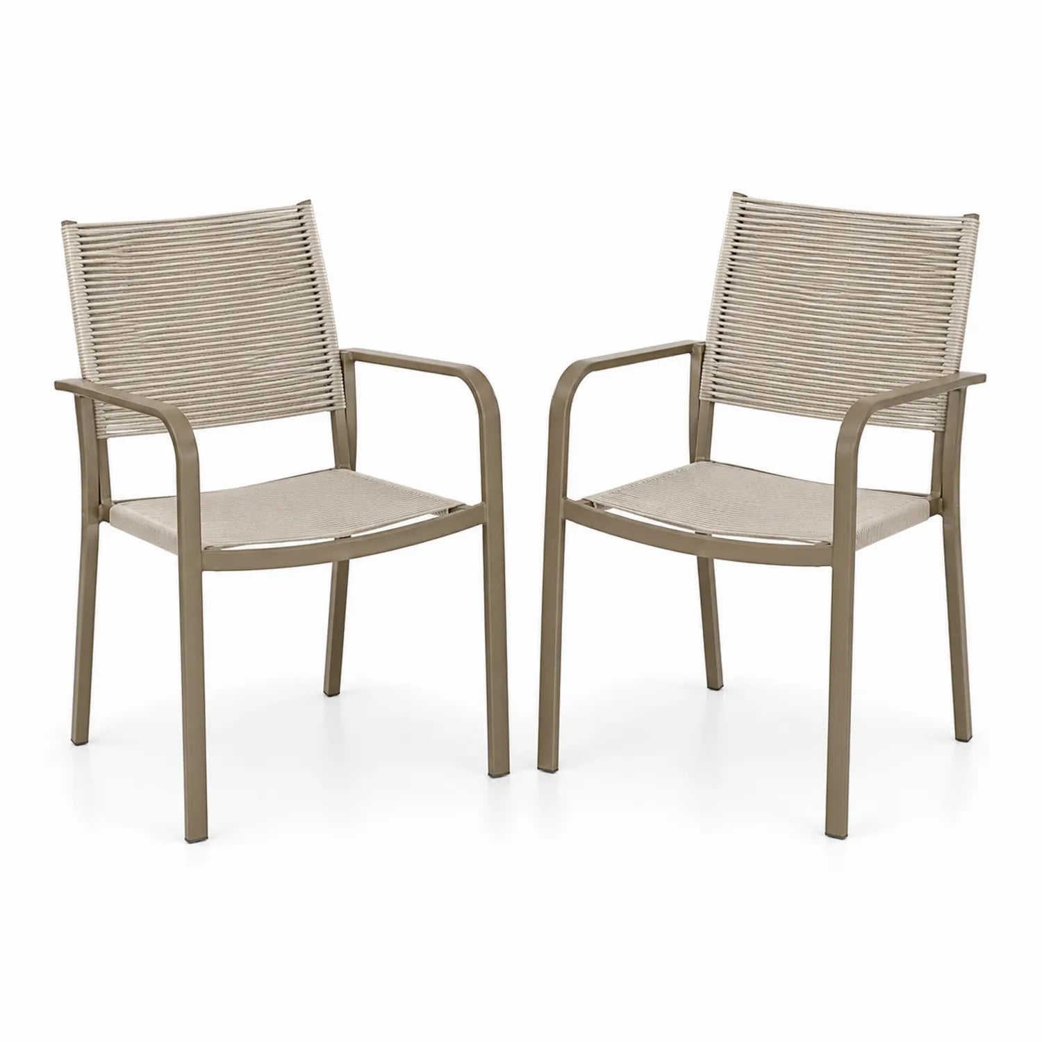 Conjunto de 2 sillas de aluminio con cuerda sintética beige