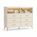Cajonera de Dormitorio de MDF Blanco con Patas Doradas 120x40x80 cm