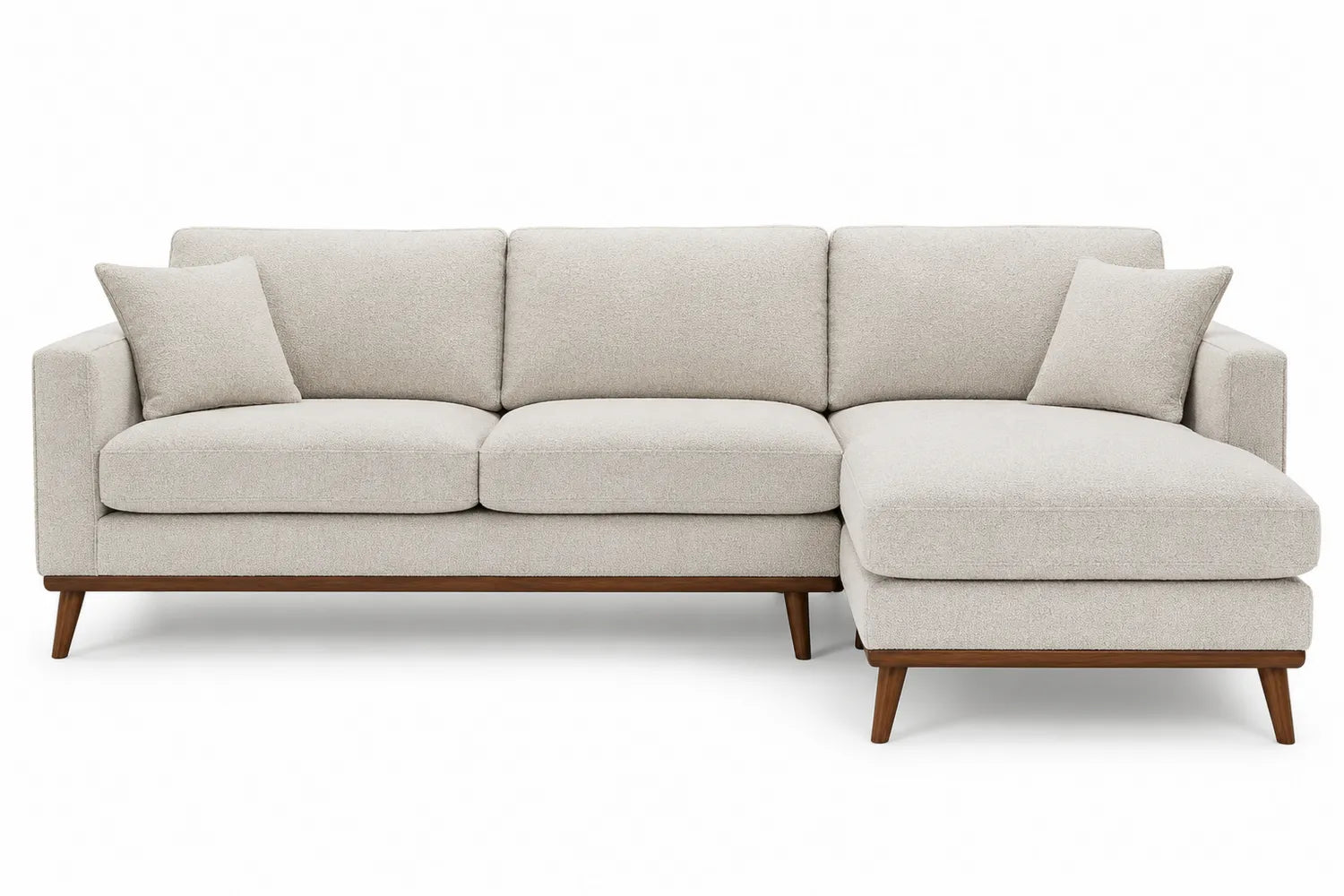 Sofá esquinero de madera y poliéster beige