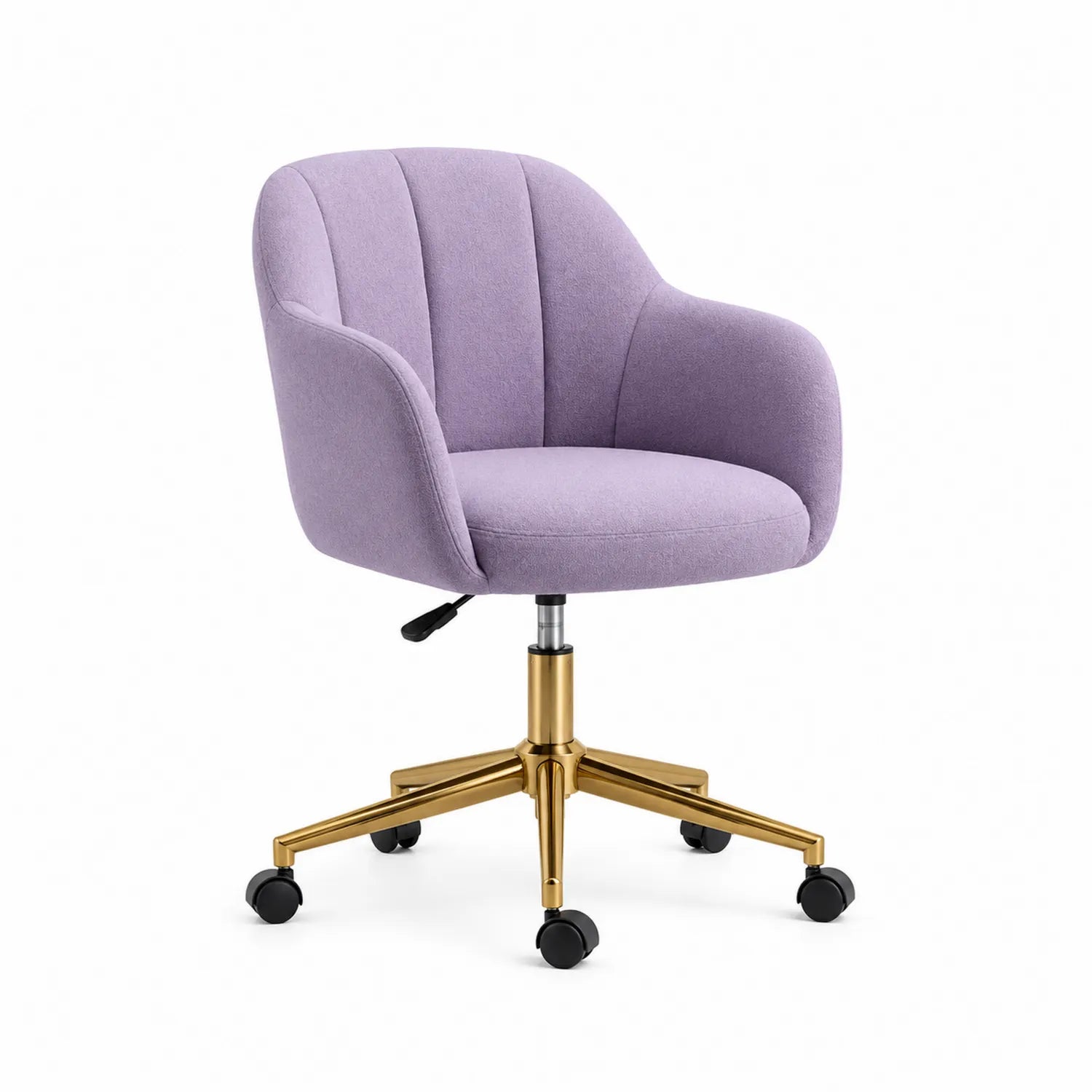 Silla de oficina en poliéster lila base metálica dorada regulable